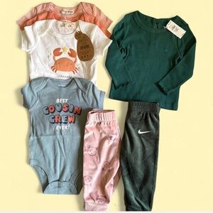Multiples Baby Clothing Bundle - Teal, Pink, White, Blue, Coral, Gray